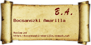 Bocsanszki Amarilla névjegykártya